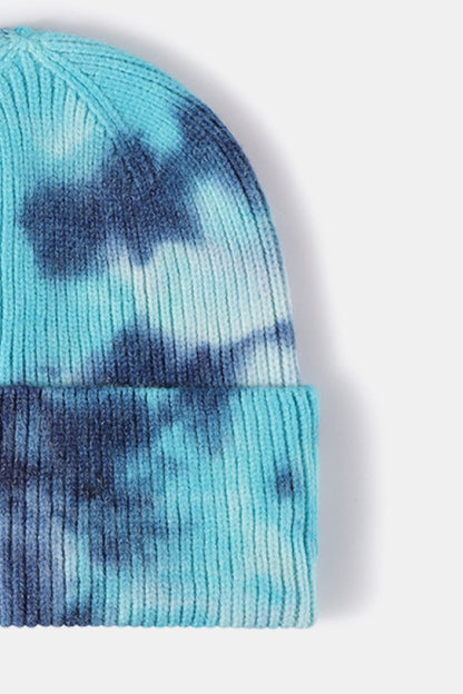 Tie-Dye Cuffed Rib-Knit Beanie Hat -