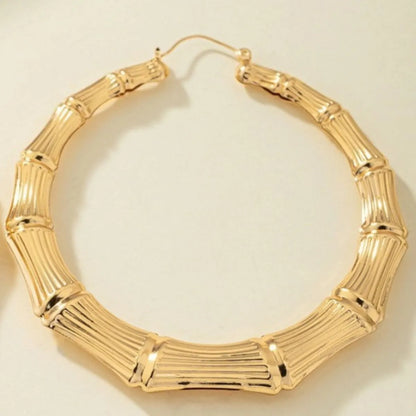 Stainless Steel Textured Hoop Earrings -