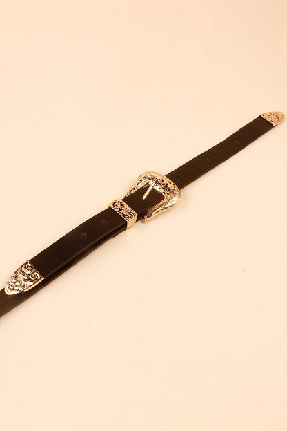 Double Buckle PU Leather Belt -