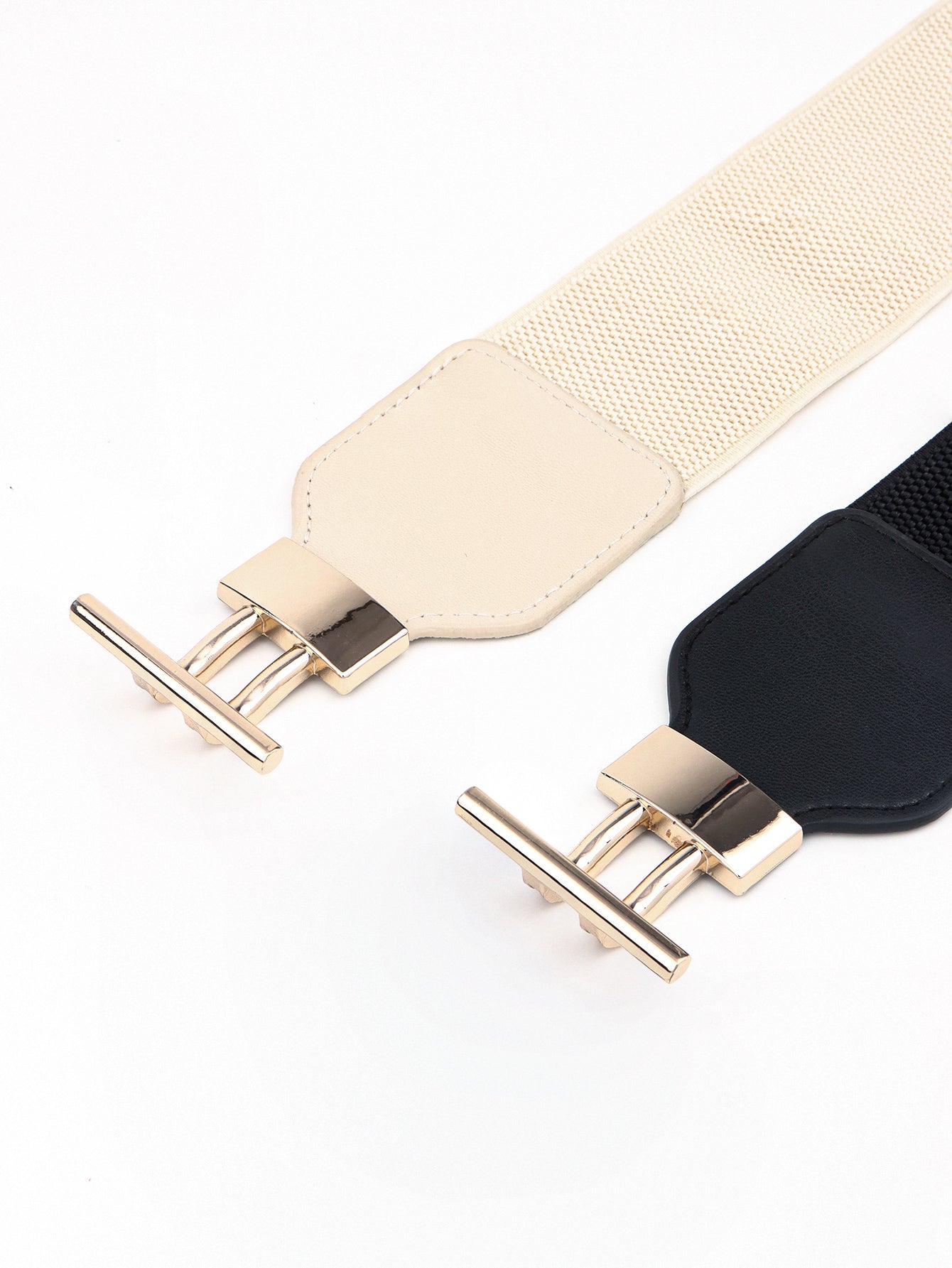 PU Elastic Wide Belt with Alloy Buckle -