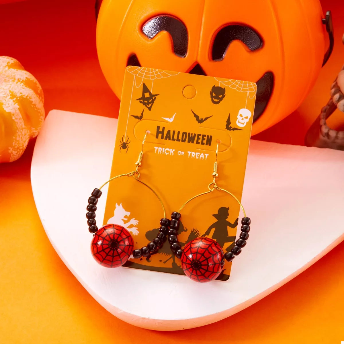 18K Gold-Plated Halloween Bead Earrings -