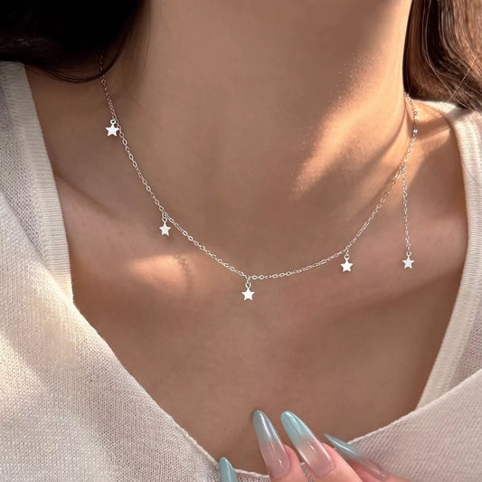 Sterling Silver Star Charm Necklace -