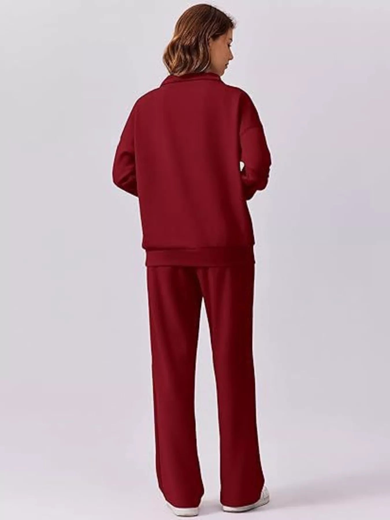Relaxed Fit Quarter-Zip Top and Pants Set -