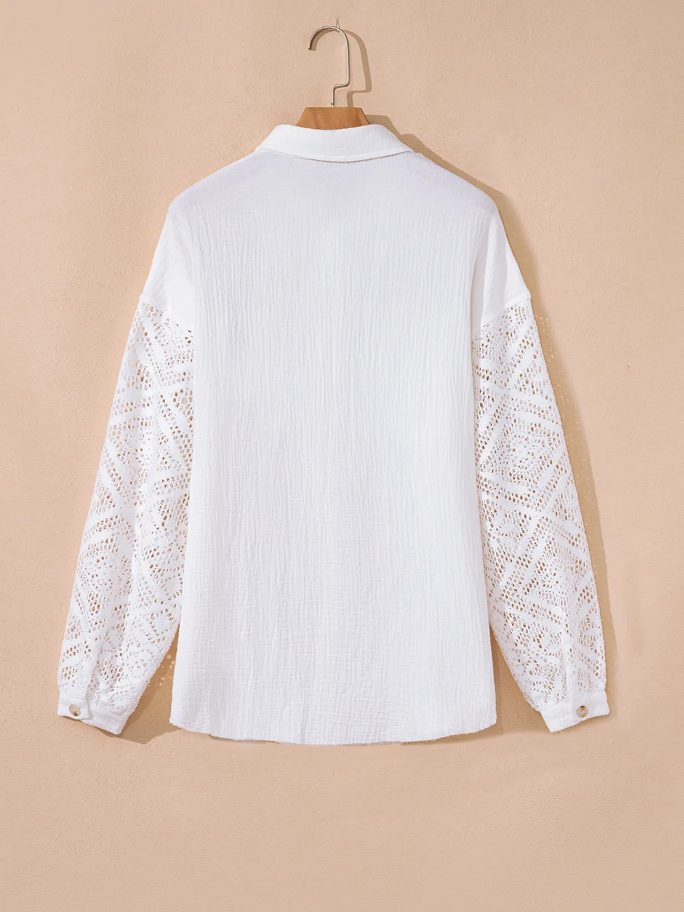 Lace Sleeve Button Down Shirt -