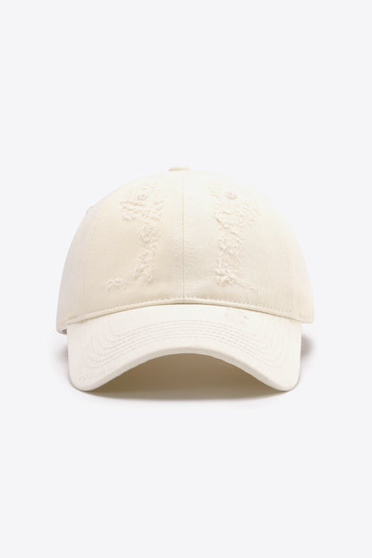 Distressed Adjustable Baseball Cap - White One Size