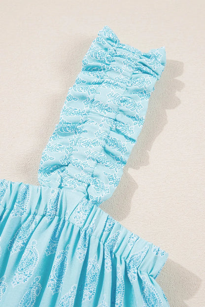 Printed Ruffled Wide Straps Tank -