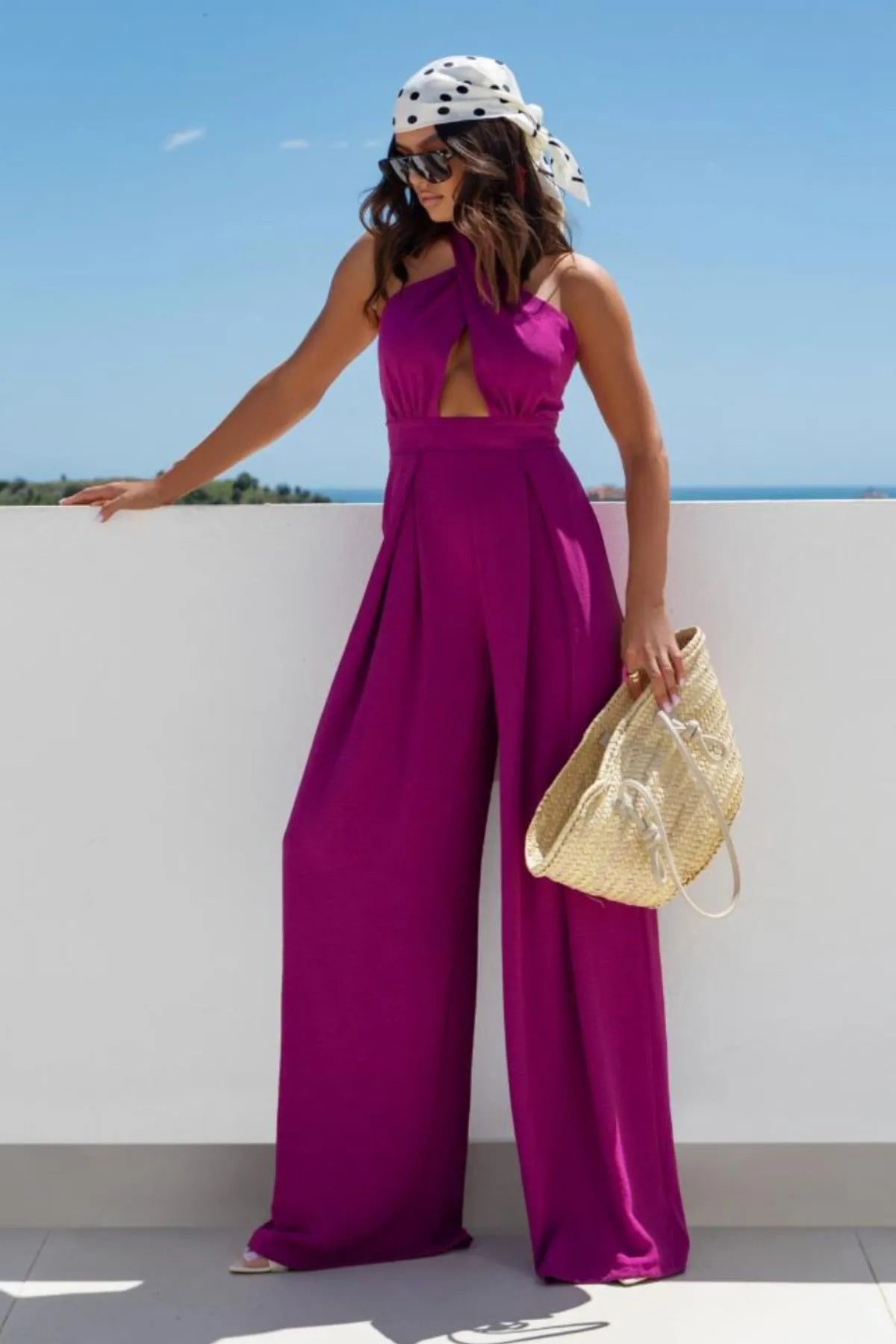 Halter Neck Wide Leg Jumpsuit -
