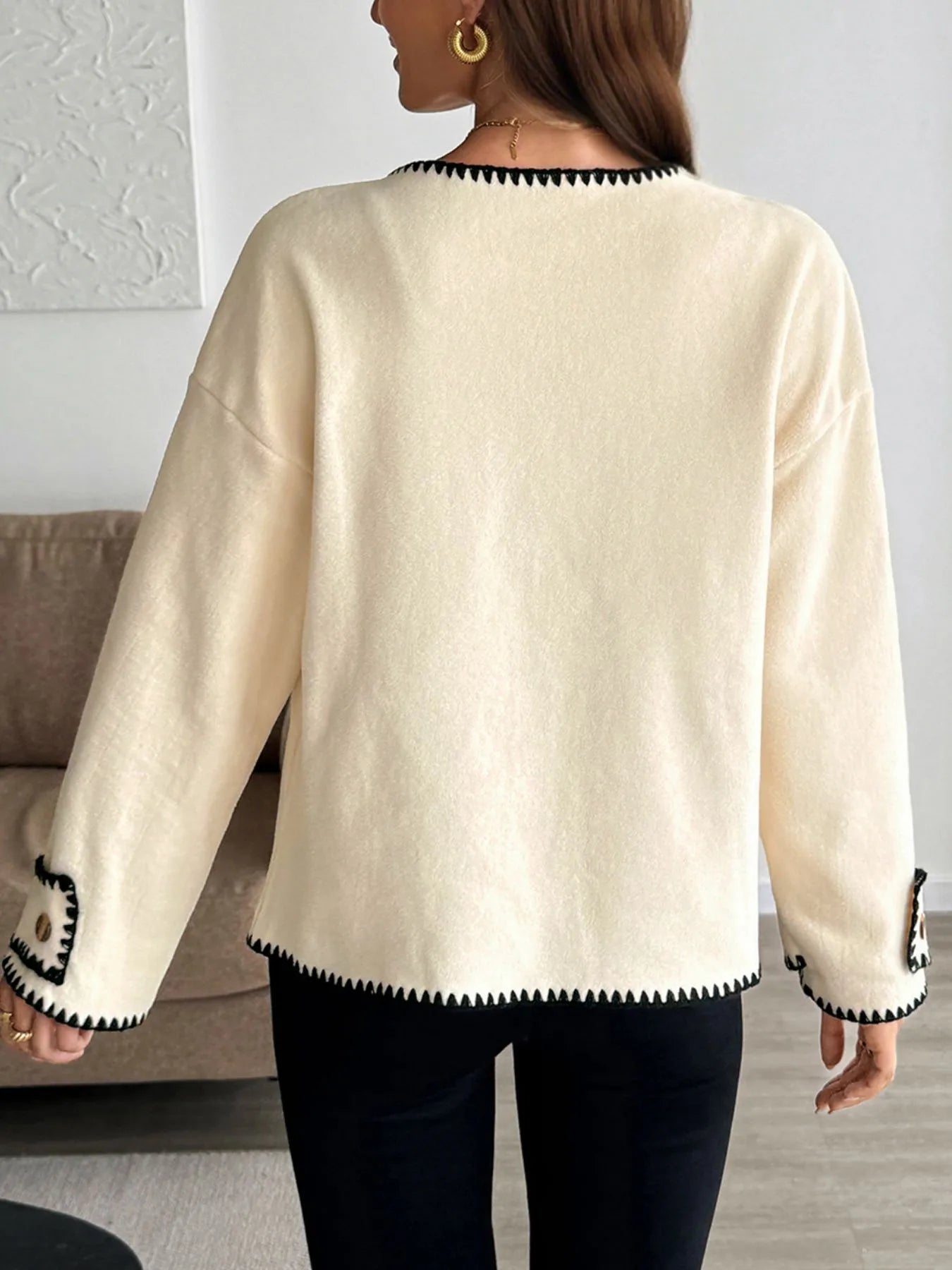 Contrast Trim Button Up Jacket -