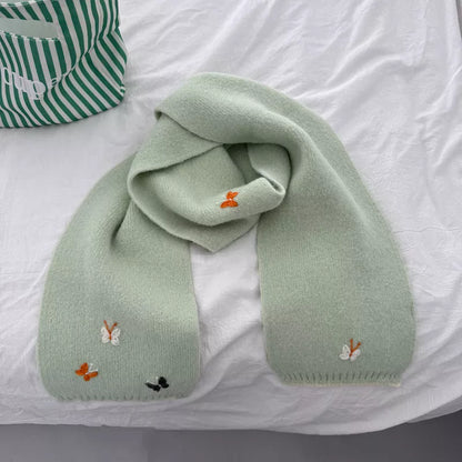 Butterfly Embroidered Knitted Scarf -