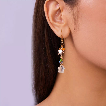 Halloween Asymmetrical Pumpkin Ghost Earrings -