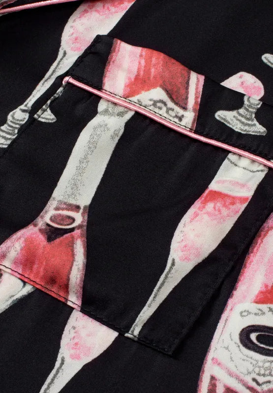 Champagne Print Short Sleeve Top and Shorts Set -