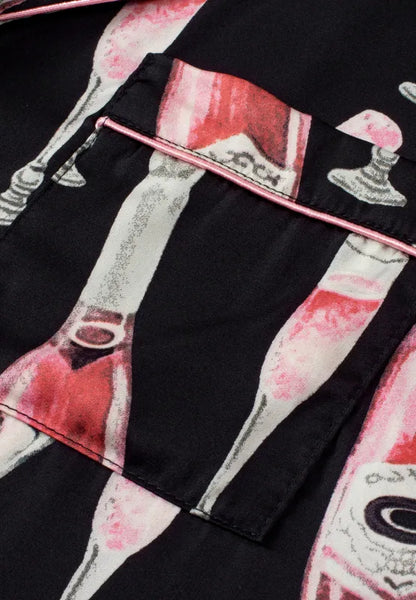 Champagne Print Short Sleeve Top and Shorts Set -
