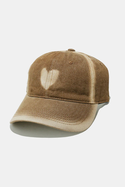 Heart Cotton Baseball Cap - Caramel One Size