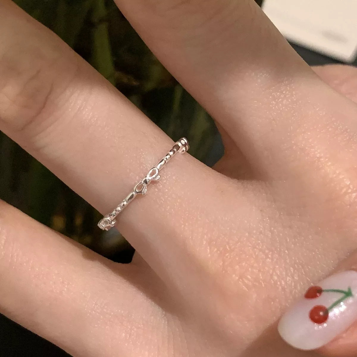 925 Sterling Silver Bow Open Ring -