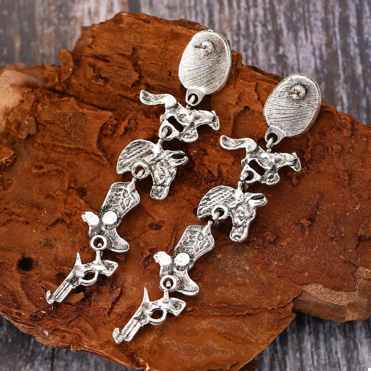 Western Style Turquoise Accent Earrings -