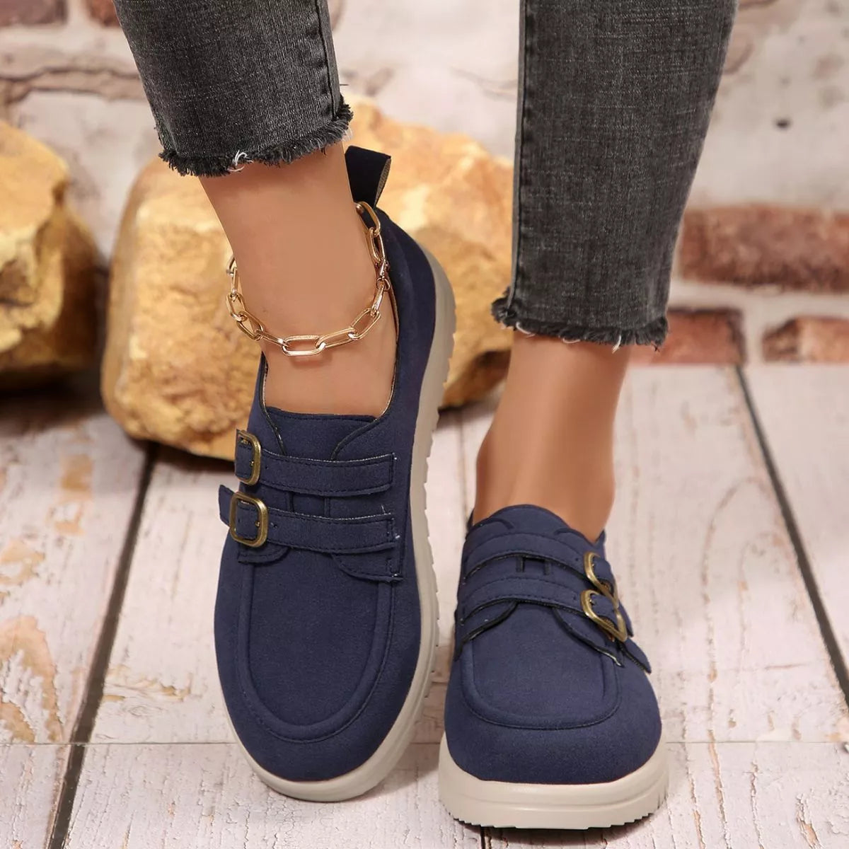 Buckle Accent Casual Loafers -