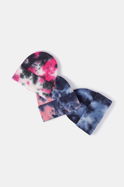 Tie-Dye Cuffed Rib-Knit Beanie Hat -