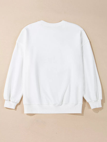 Pumpkin Patched Pattern Long Sleeve Sweatshirt - White