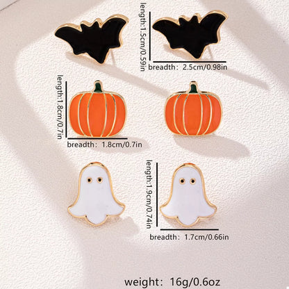 3-Pair Halloween Stud Earrings -