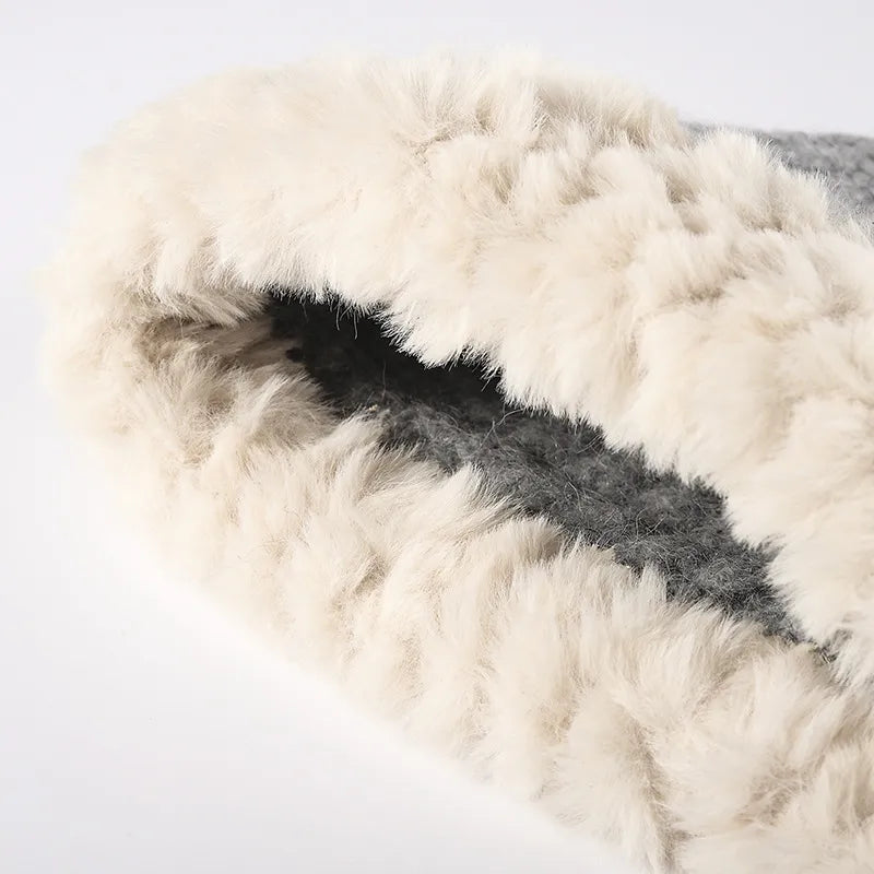 Fuzzy Hem Knit Hat -