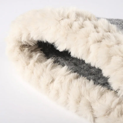 Fuzzy Hem Knit Hat -