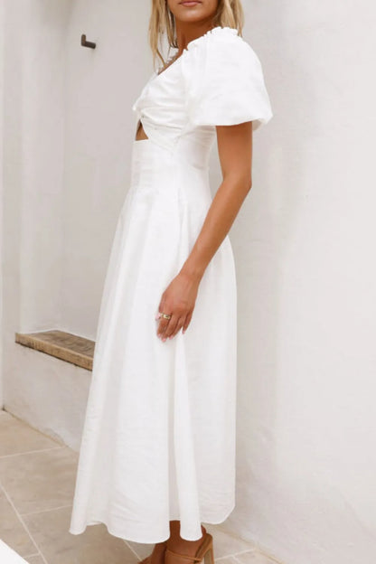 Sweetheart Neck Puff Sleeve Dress -