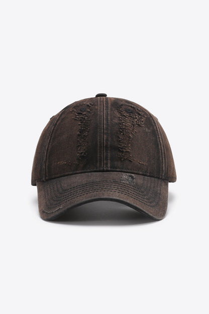 Distressed Adjustable Baseball Cap - Black One Size