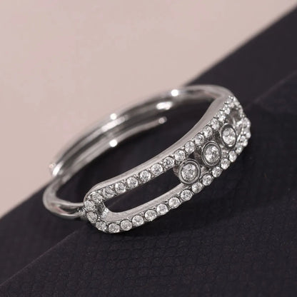 Moving Crystal Bar Necklace and Ring Jewelry Set -