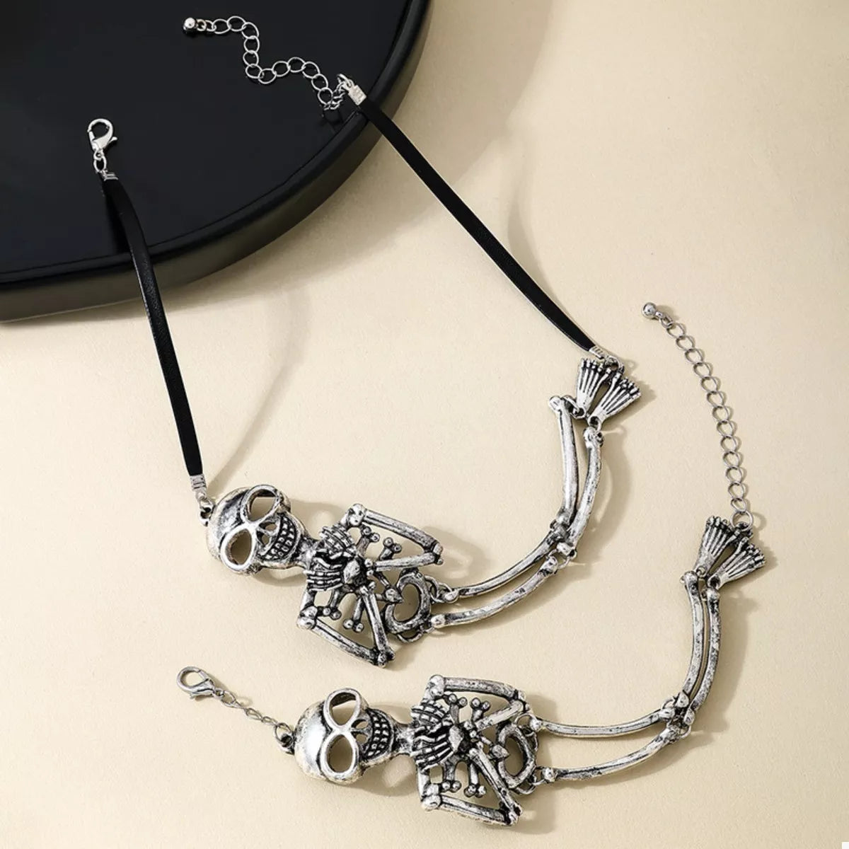 Skull Necklace and Bracelet Jewelry Set -