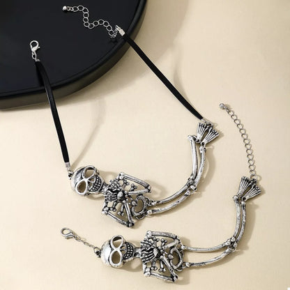 Skull Necklace and Bracelet Jewelry Set -