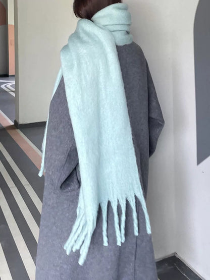 Solid Color Fringe Scarf -