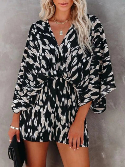Oversized Tied Back Printed Romper -