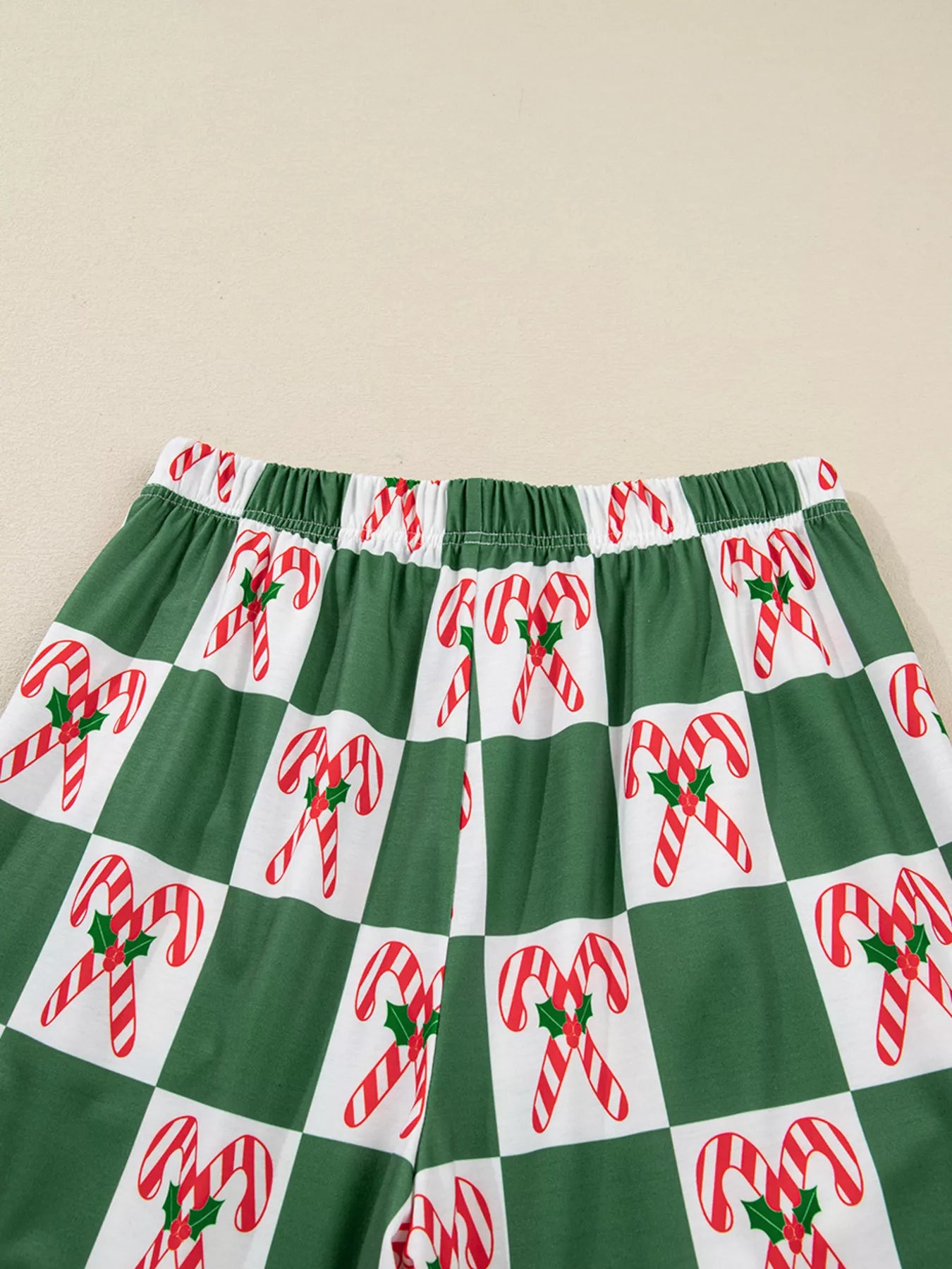 Candy Cane Checkered Pattern Pajama Set -