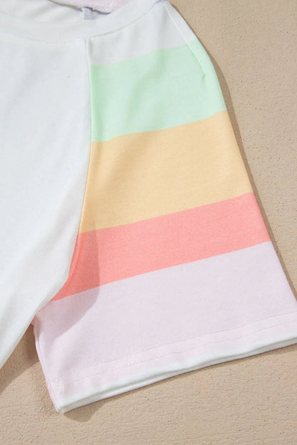 Rainbow Striped T-Shirt and Shorts Lounge Set -