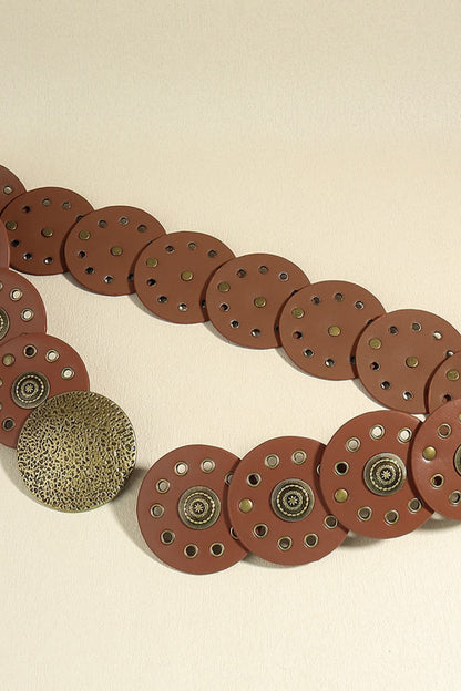 Round Shape PU Leather Belt -