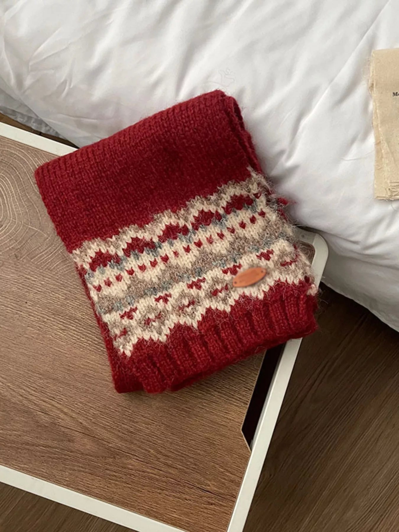 Nordic Pattern Knitted Winter Scarf -