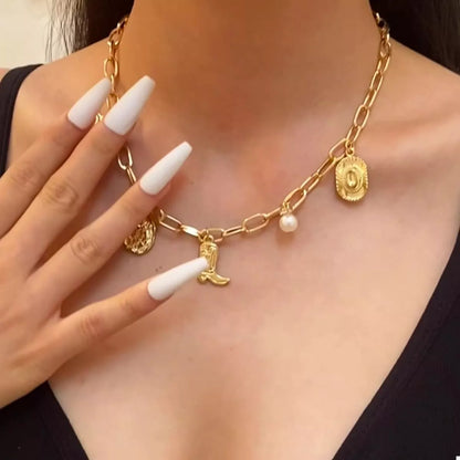 Charm Necklace and Bracelet Jewelry Set -