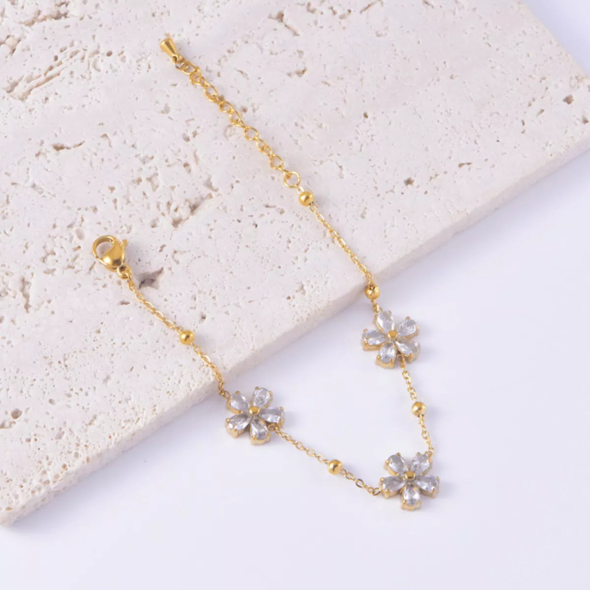 Gold-Plated Flower Jewelry Set -