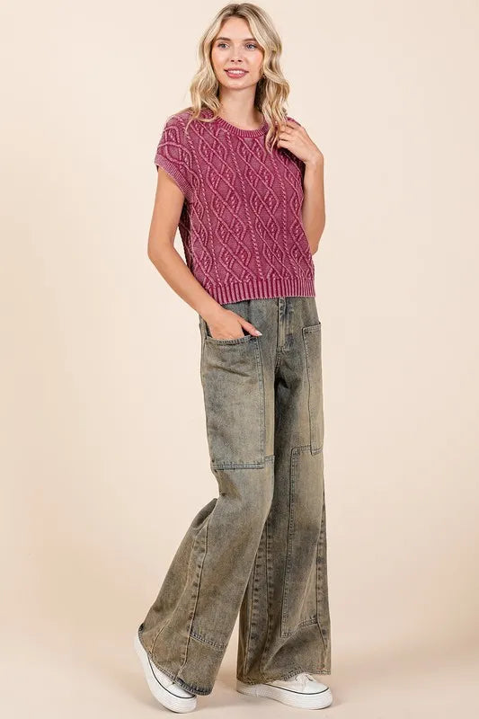 Washed Wide Leg Jeans -