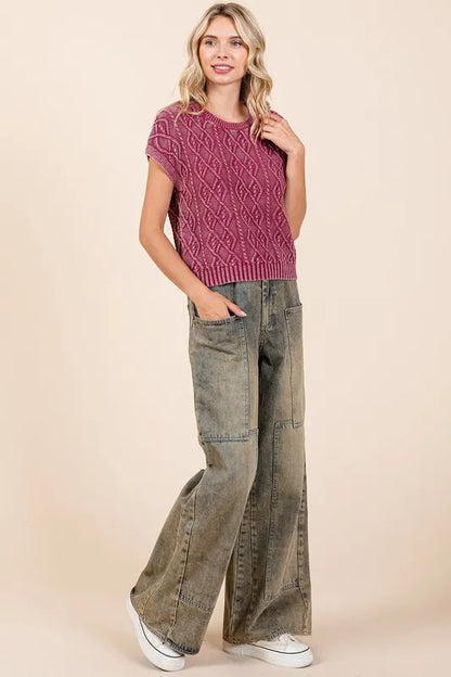 Washed Wide Leg Jeans -