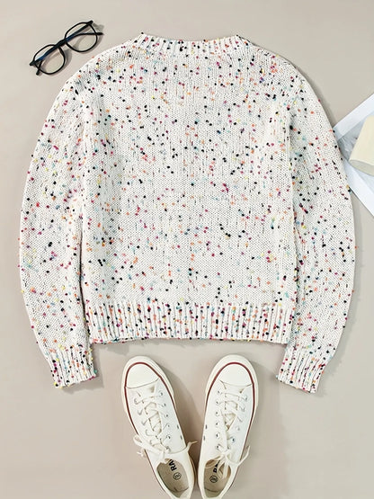 Colorful Button Up Long Sleeve Cardigan - White
