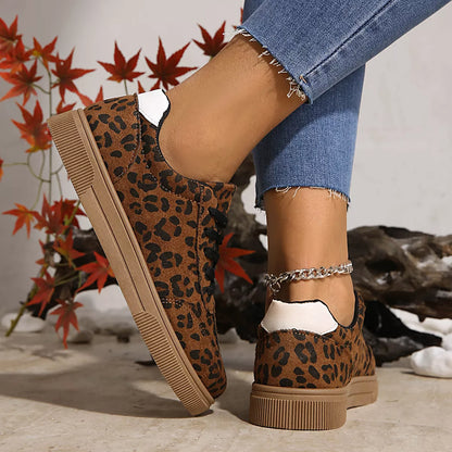 Leopard Lace Up Sneakers -