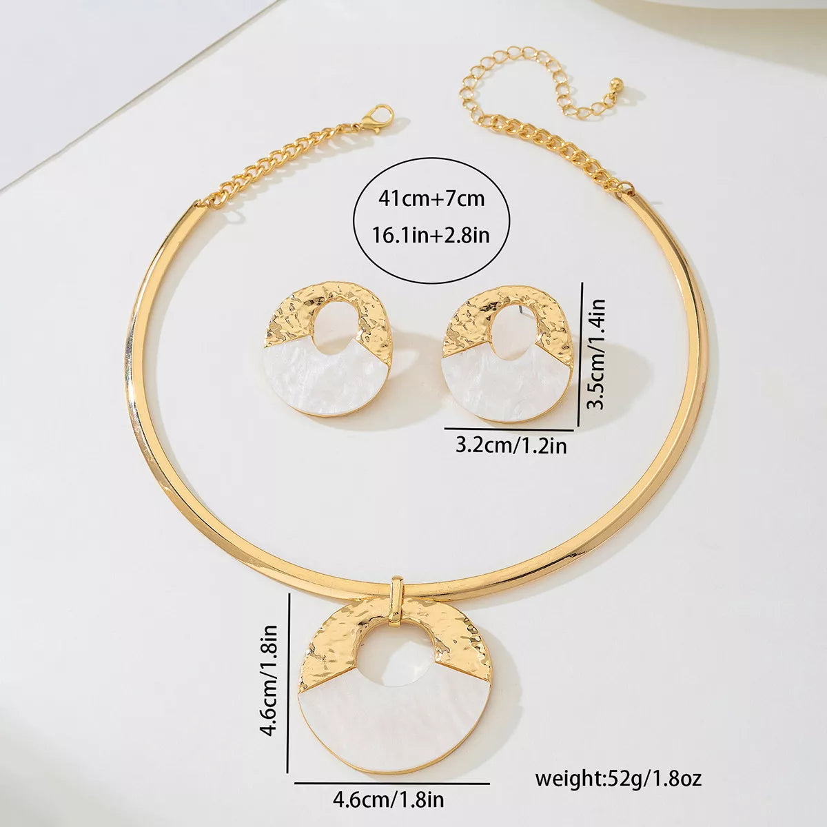 Circle Pendant Necklace and Earrings Jewelry Set -