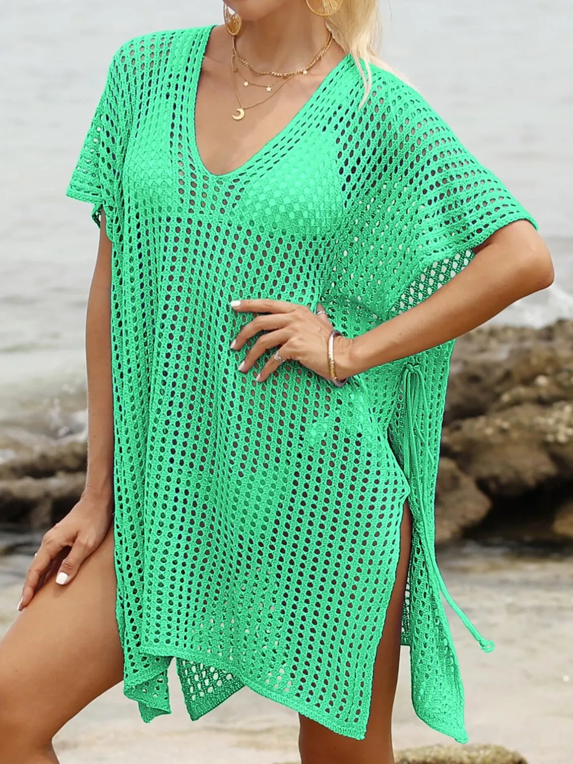 Side Tied V-Neck Cover-Up -