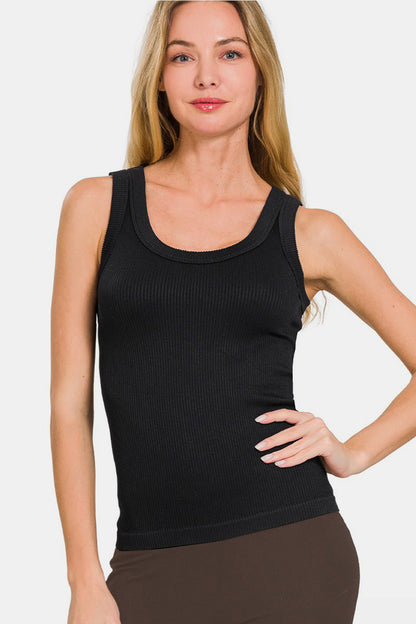 Neckline Washed Ribbed Tank