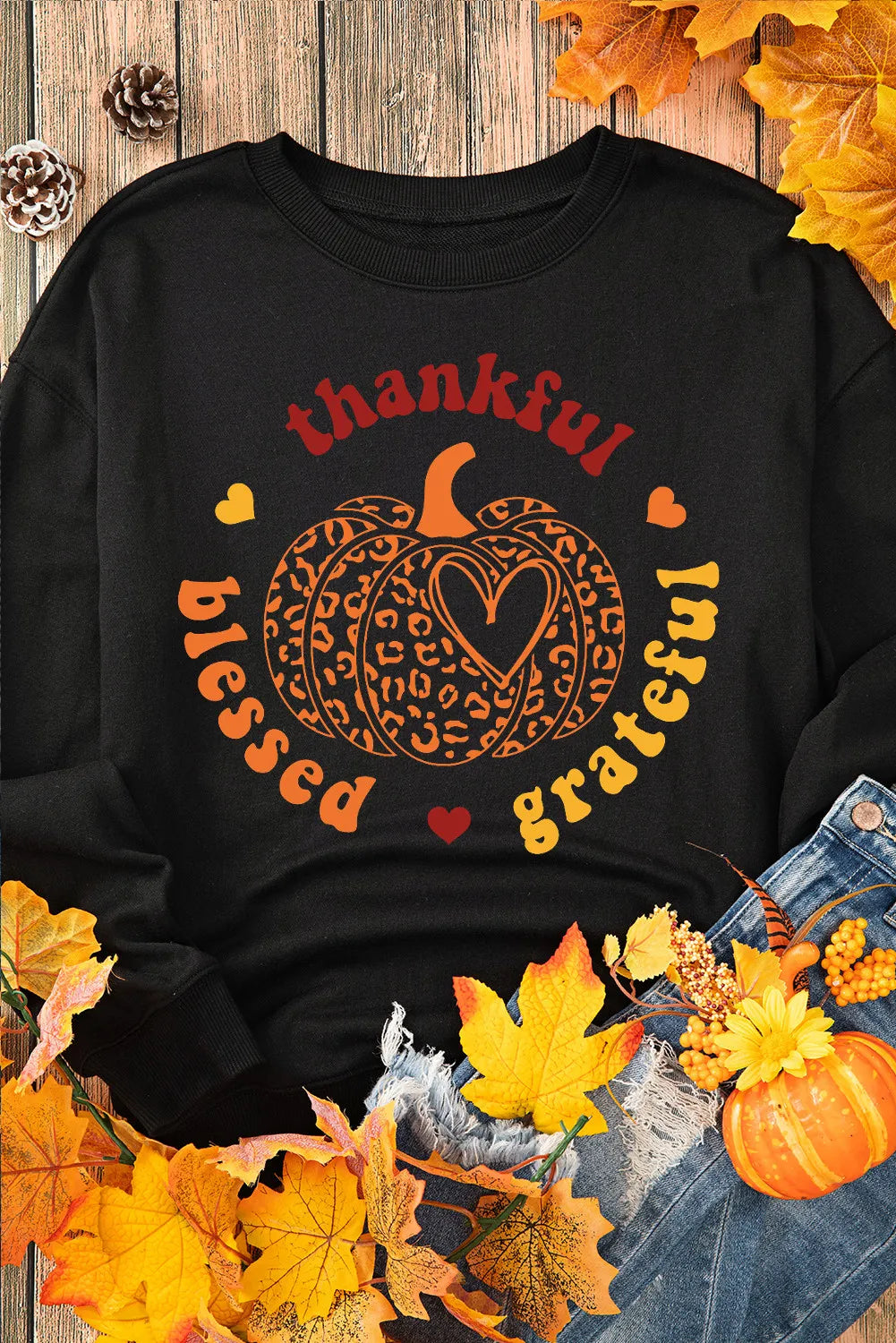 Pumpkin Graphic Long Sleeve Sweatshirt -