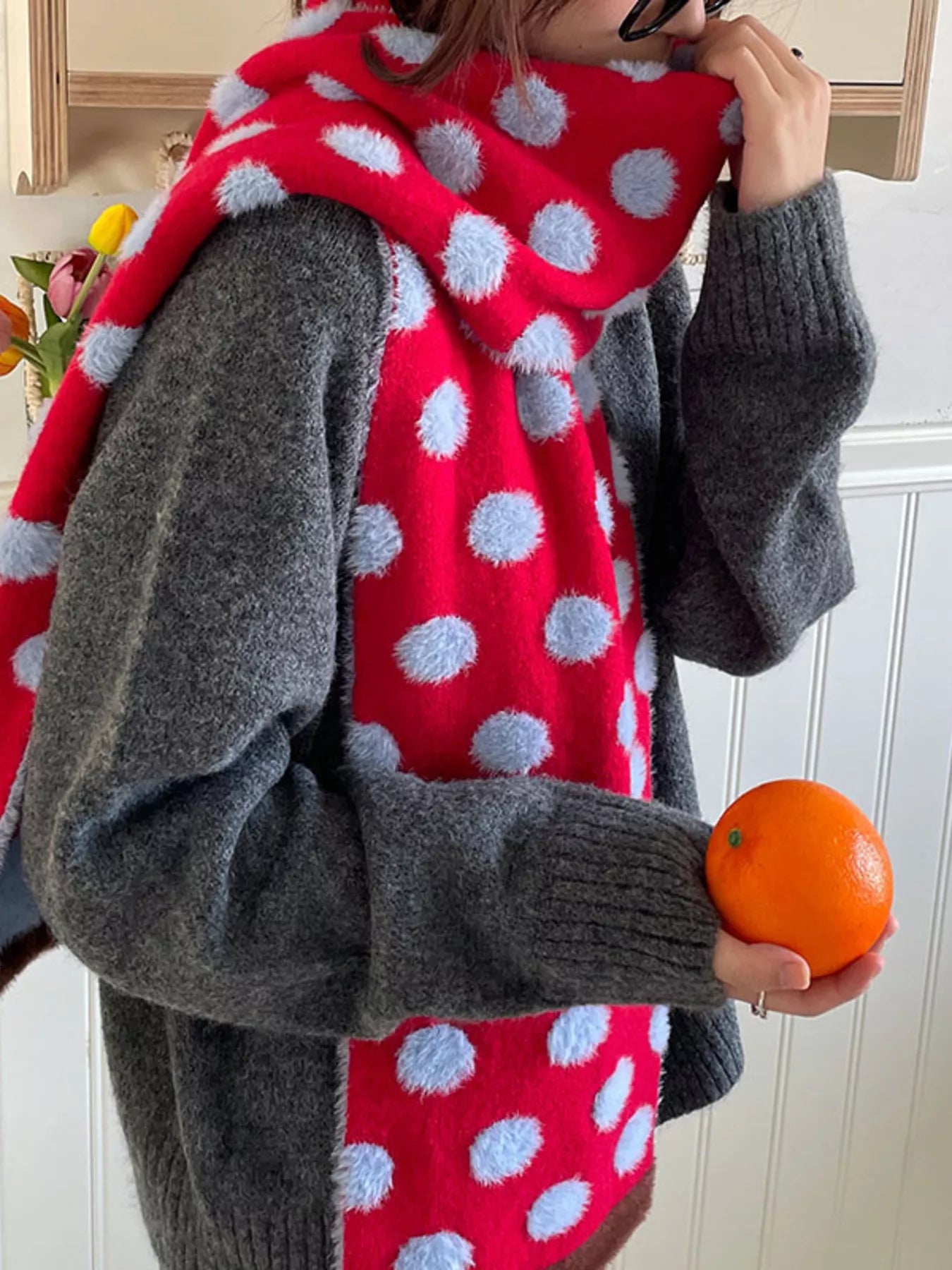 Fuzzy Polka Dot Scarf -