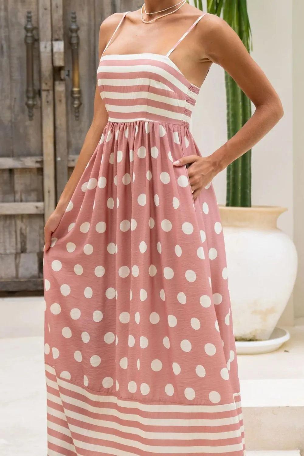 Polka Dot Square Neck Cami Dress -