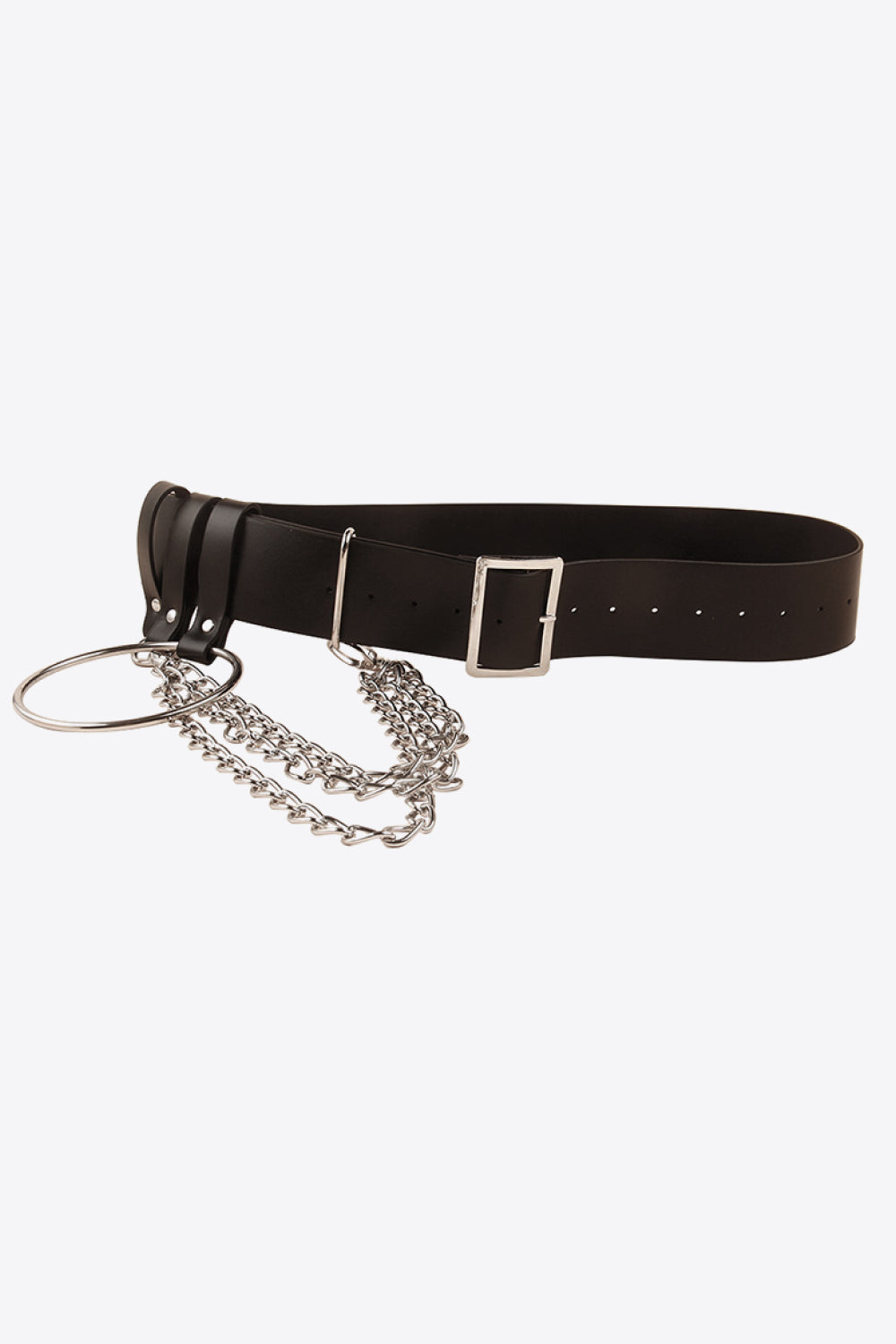 PU Belt with Chain - Black One Size