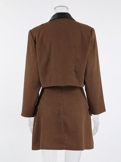 Double-Breasted Blazer and Asymmetrical Skirt Set -